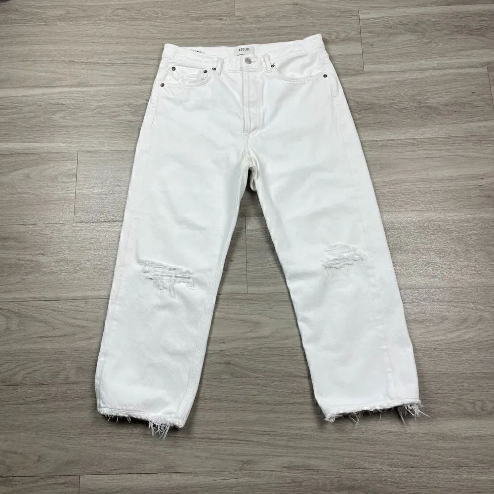 Agolde Jeans Womens 29 White Distressed Denim Relaxed
